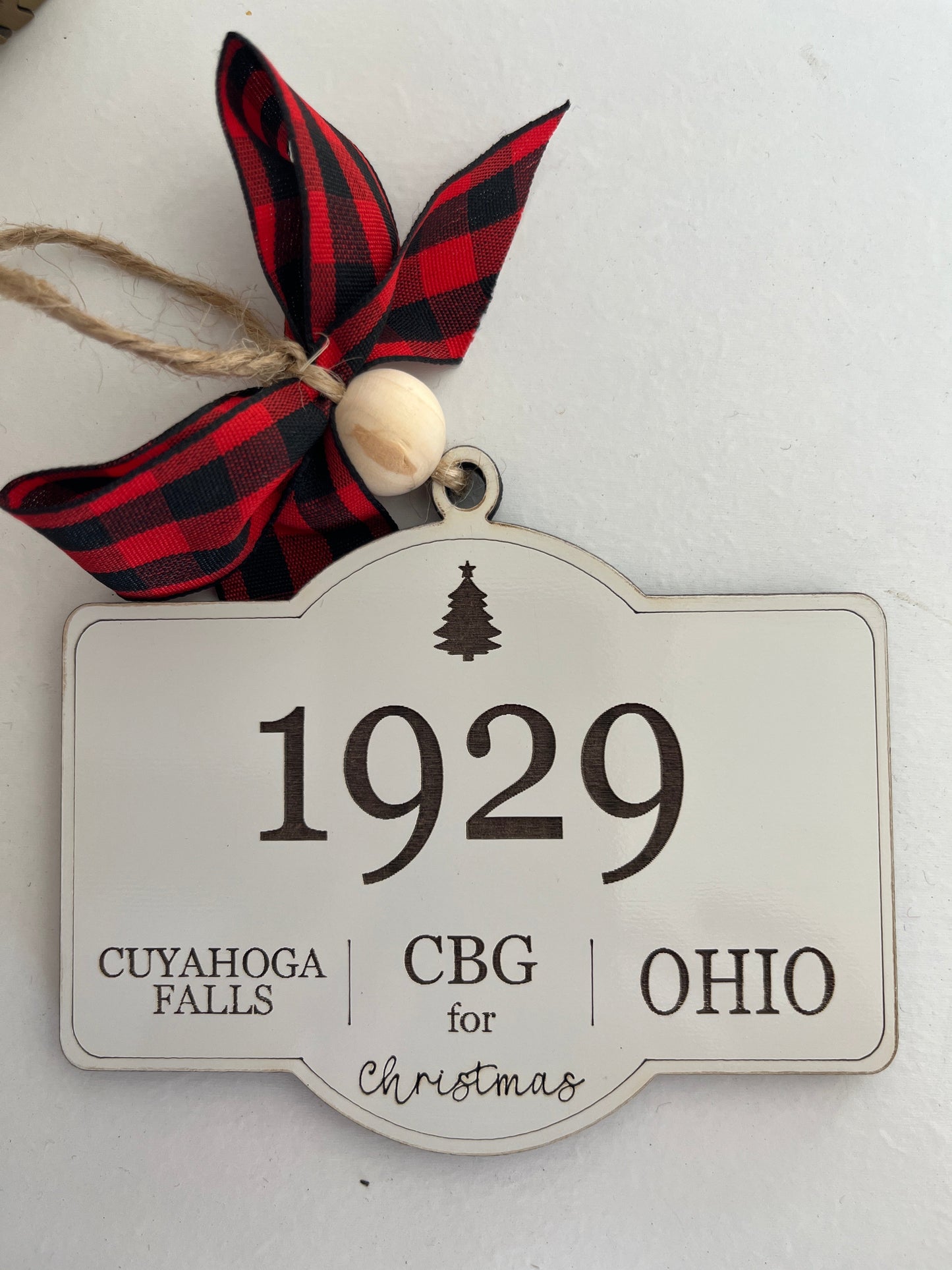 CBG 1929 Red Buffalo Plaid Christmas Ornament