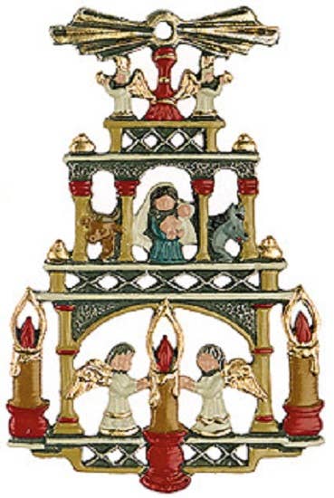 Pyramid German Pewter Christmas Tree Ornament